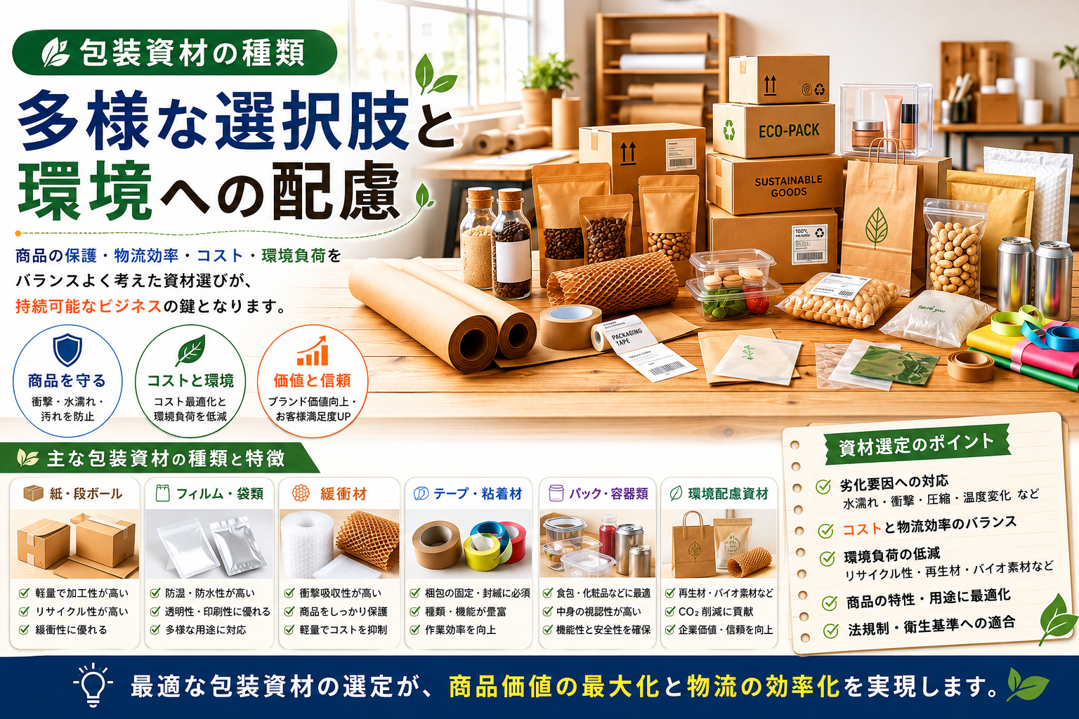 包装資材の正しい選び方とは？種類や材質、食品向けの包装技法まで徹底解説